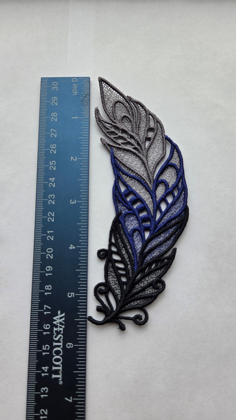 Embroidered Bookmark - Lace Feather