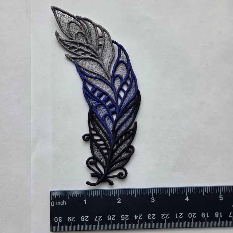 Embroidered Bookmark - Lace Feather