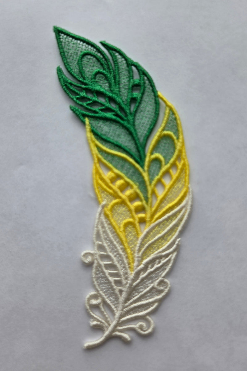 Embroidered Bookmark - Lace Feather