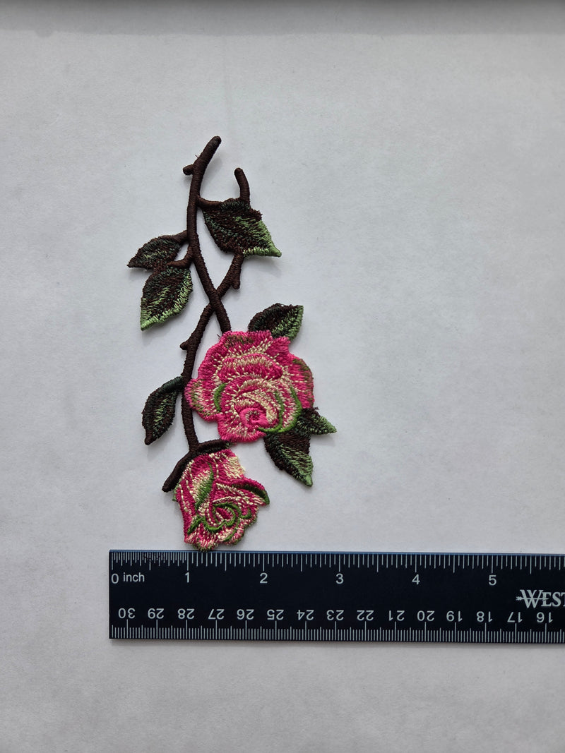 Embroidered Bookmark - Rose Branch