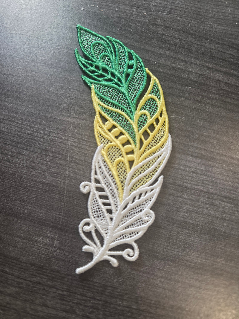Embroidered Bookmark - Lace Feather